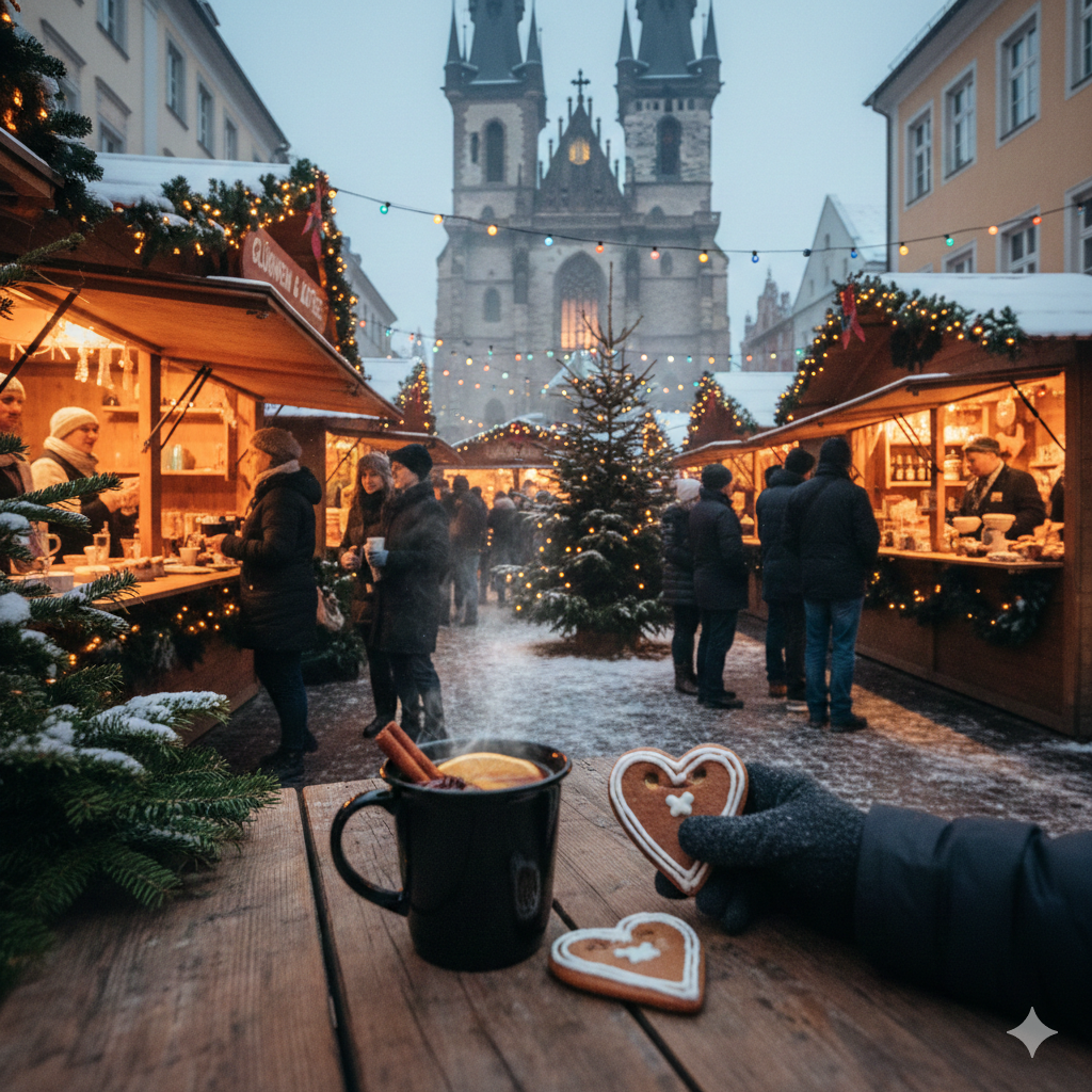 «Café y tradiciones en mercados navideños europeos»